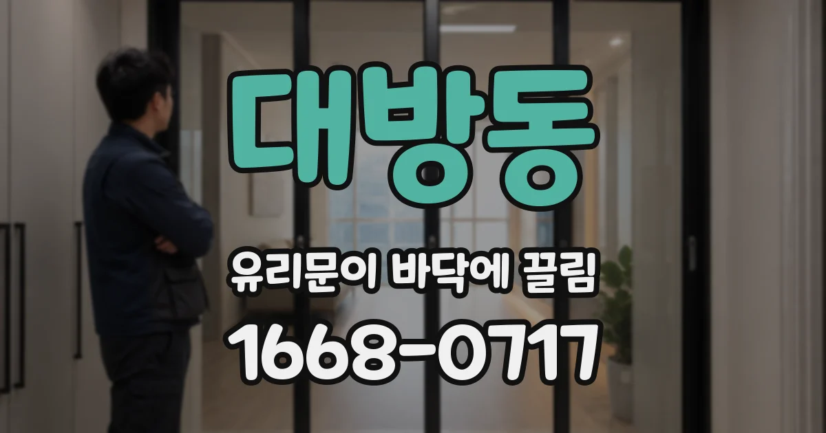 대방동 유리문이 바닥에 끌림