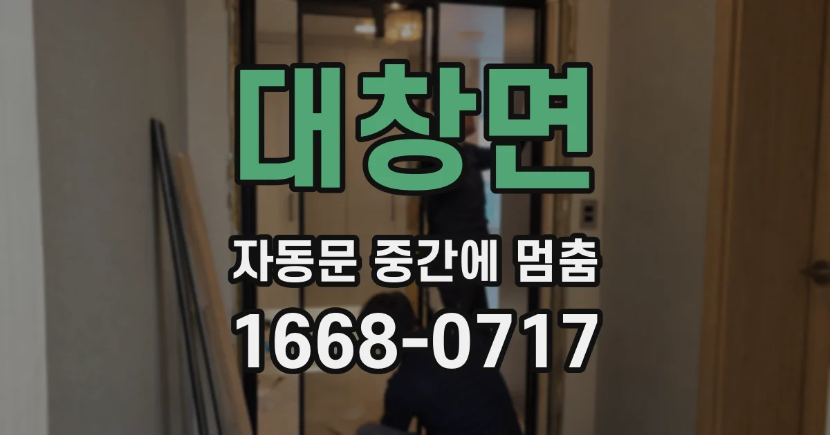 대창면 자동문 중간에 멈춤