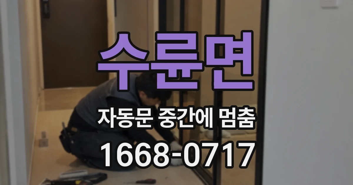 수륜면 자동문 중간에 멈춤