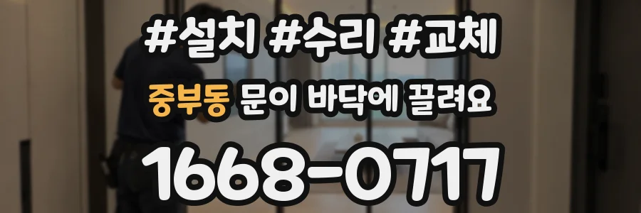 중부동 문이 바닥에 끌려요