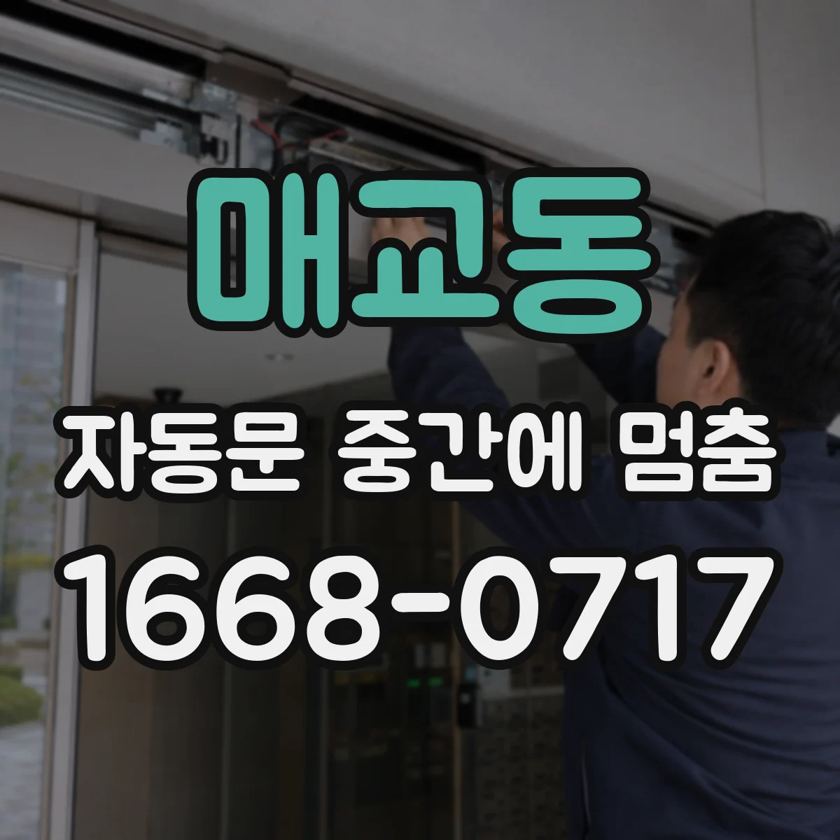 매교동 자동문 중간에 멈춤