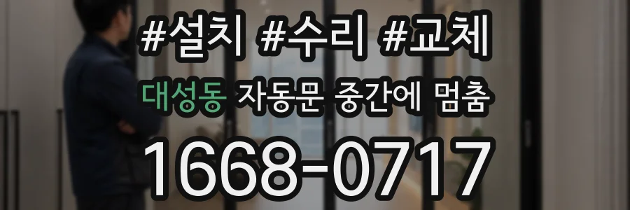 대성동 자동문 중간에 멈춤