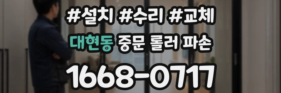 대현동 중문 롤러 파손