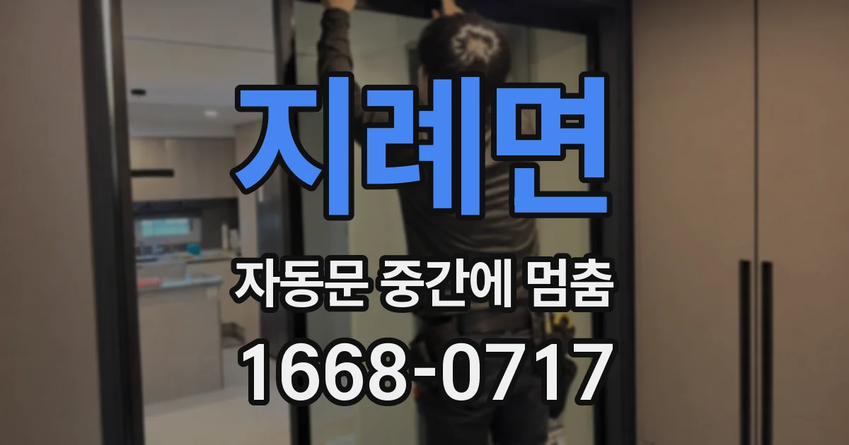 지례면 자동문 중간에 멈춤
