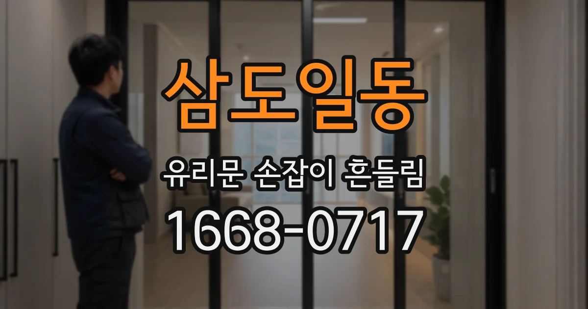 삼도일동 유리문 손잡이 흔들림