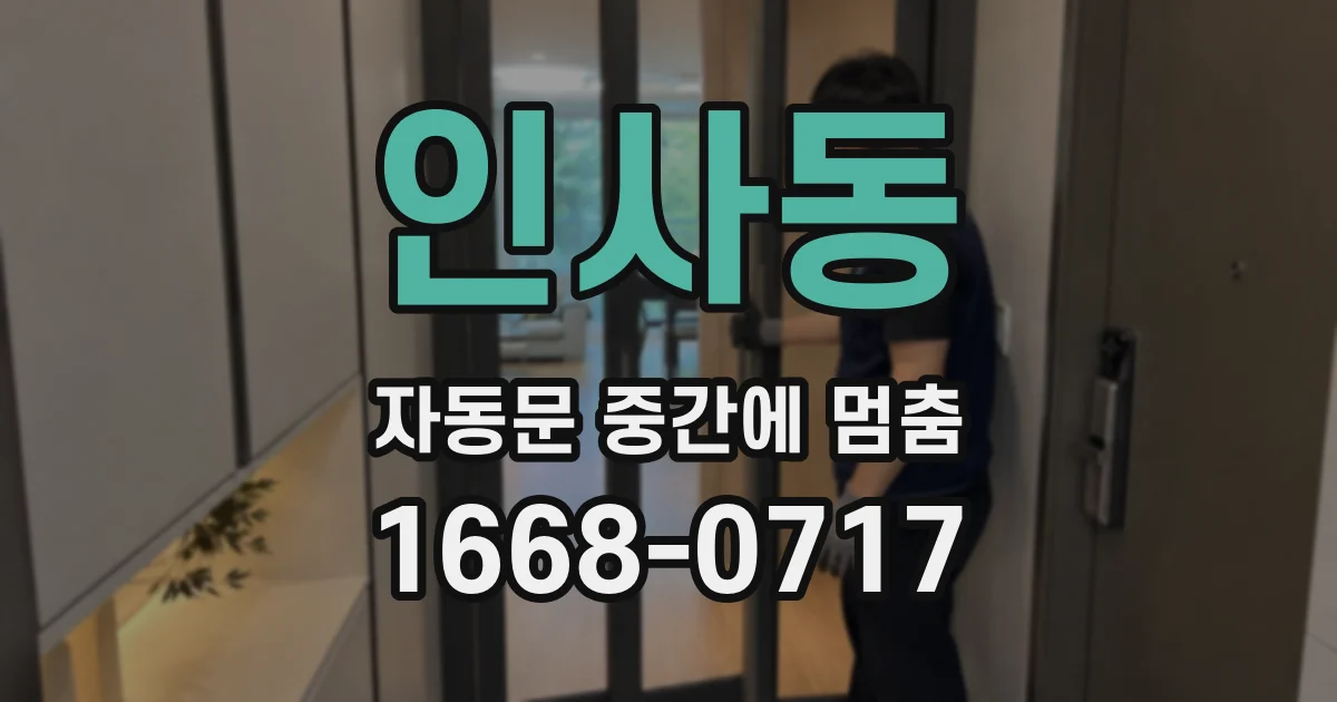 인사동 자동문 중간에 멈춤