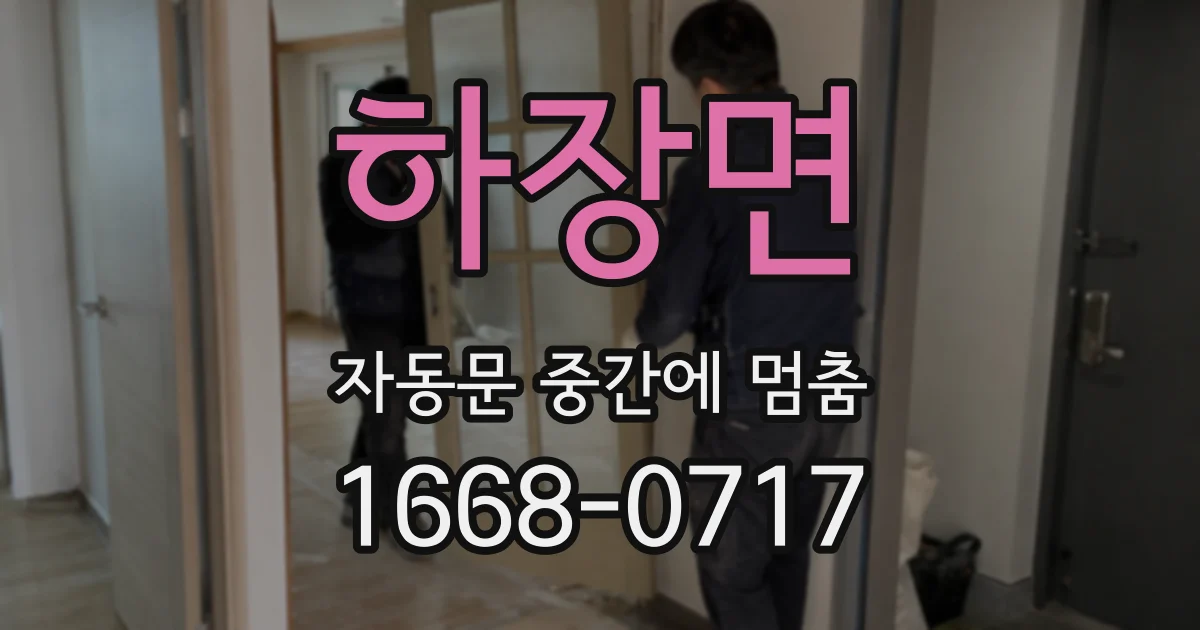 하장면 자동문 중간에 멈춤