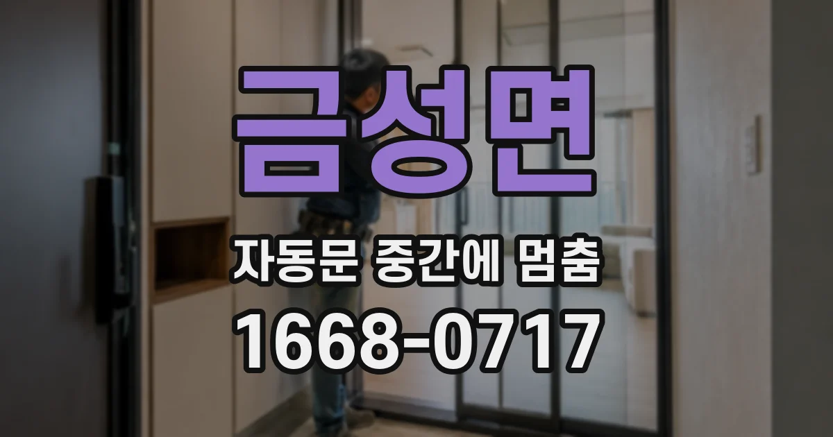금성면 자동문 중간에 멈춤