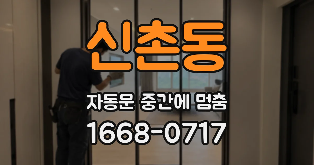 신촌동 자동문 중간에 멈춤