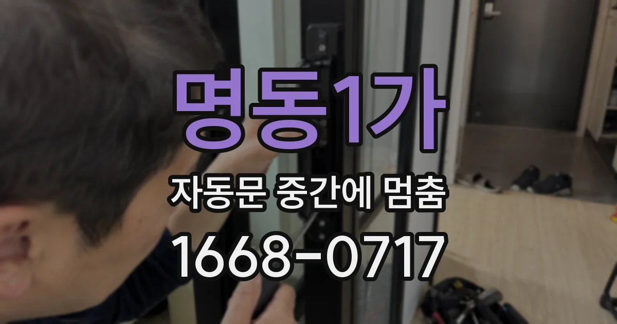 명동1가 자동문 중간에 멈춤