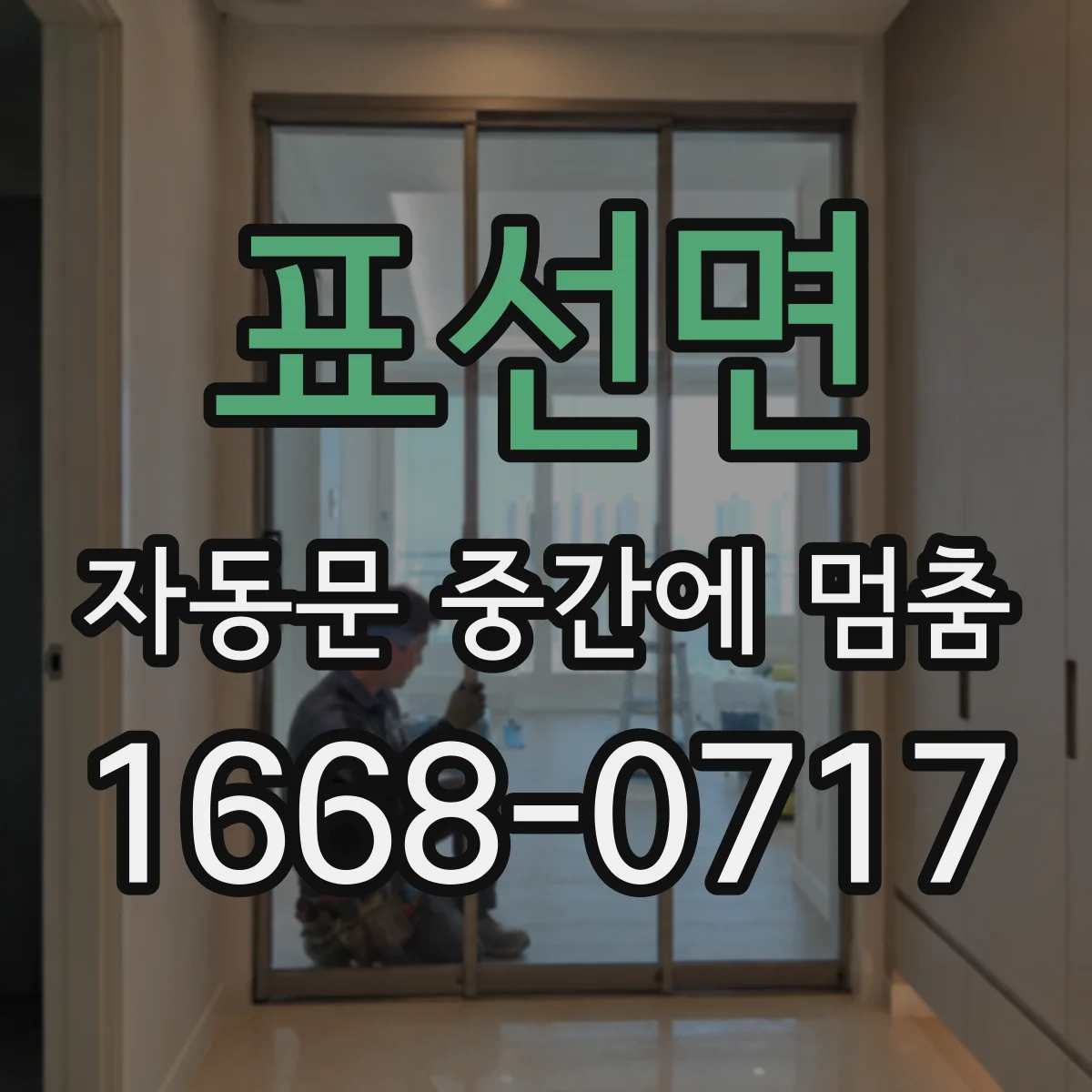 표선면 자동문 중간에 멈춤