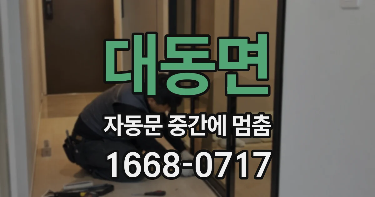 대동면 자동문 중간에 멈춤