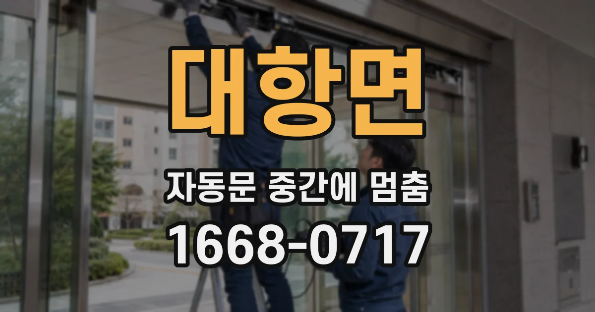 대항면 자동문 중간에 멈춤