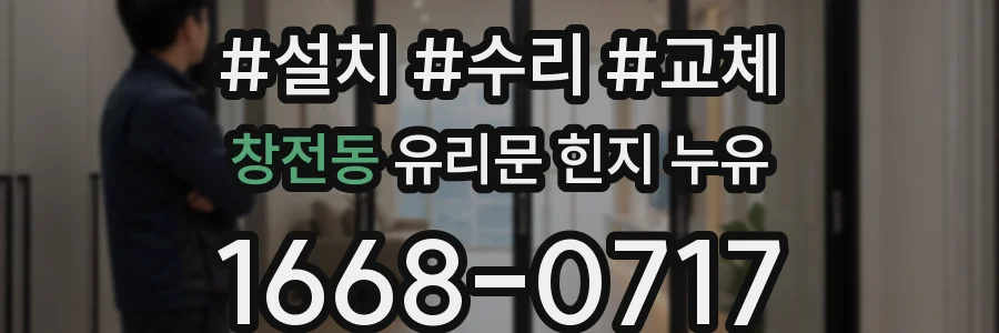 창전동 유리문 힌지 누유