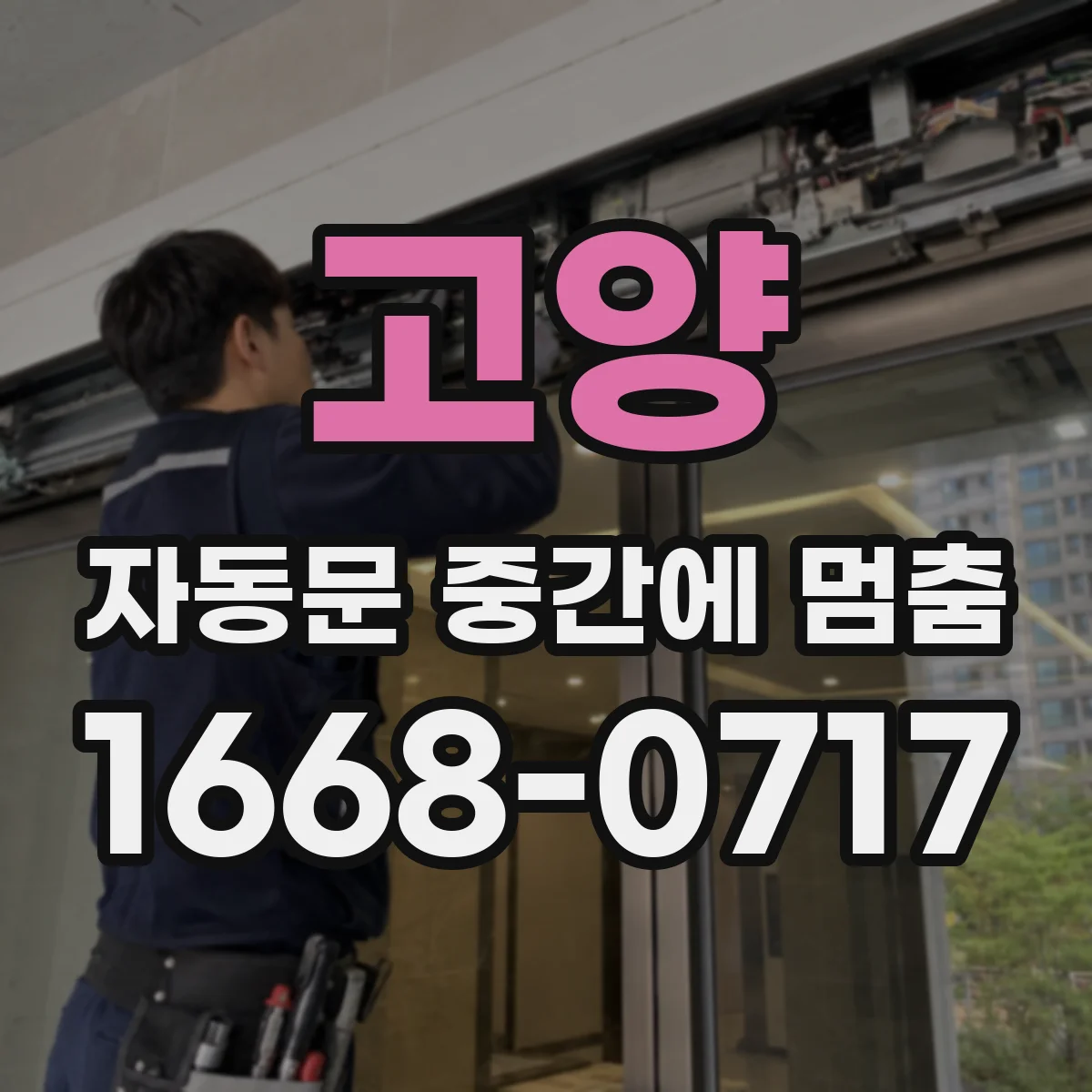 고양 자동문 중간에 멈춤