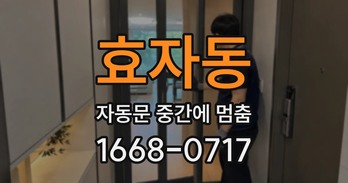 효자동 자동문 중간에 멈춤