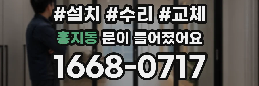홍지동 문이 틀어졌어요