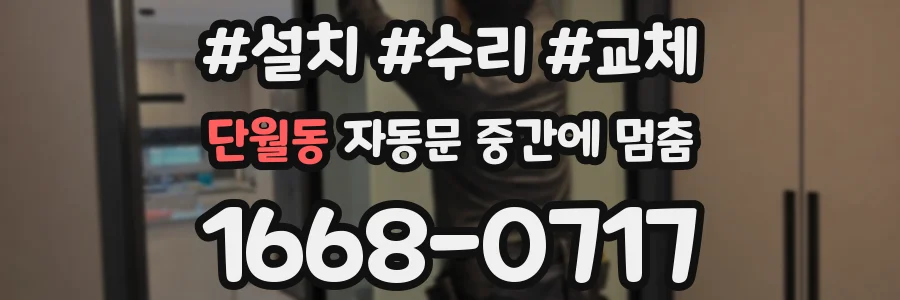 단월동 자동문 중간에 멈춤