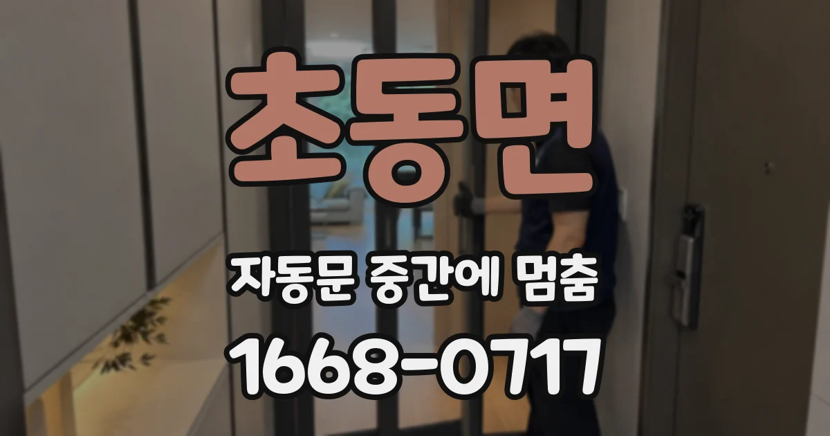 초동면 자동문 중간에 멈춤