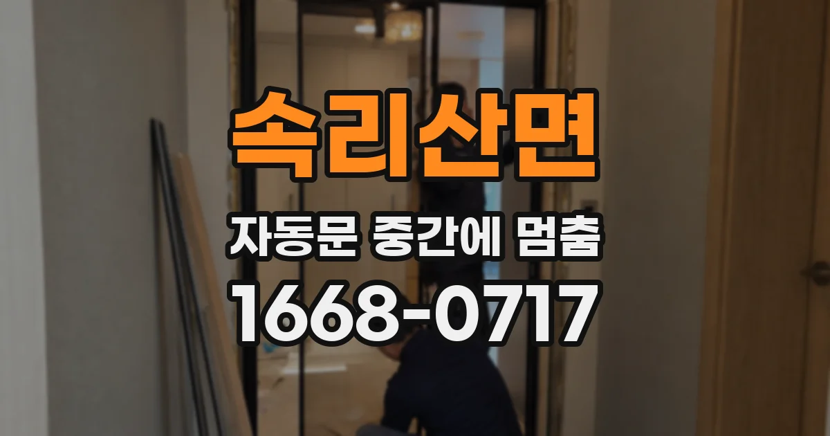 속리산면 자동문 중간에 멈춤