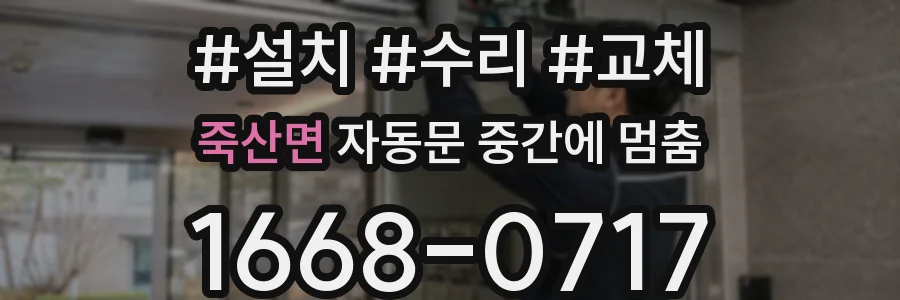 죽산면 자동문 중간에 멈춤