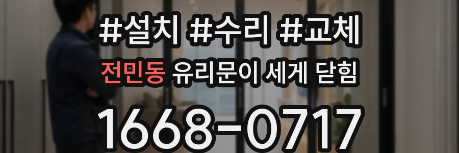 전민동 유리문이 세게 닫힘