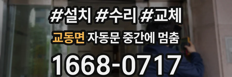 교동면 자동문 중간에 멈춤