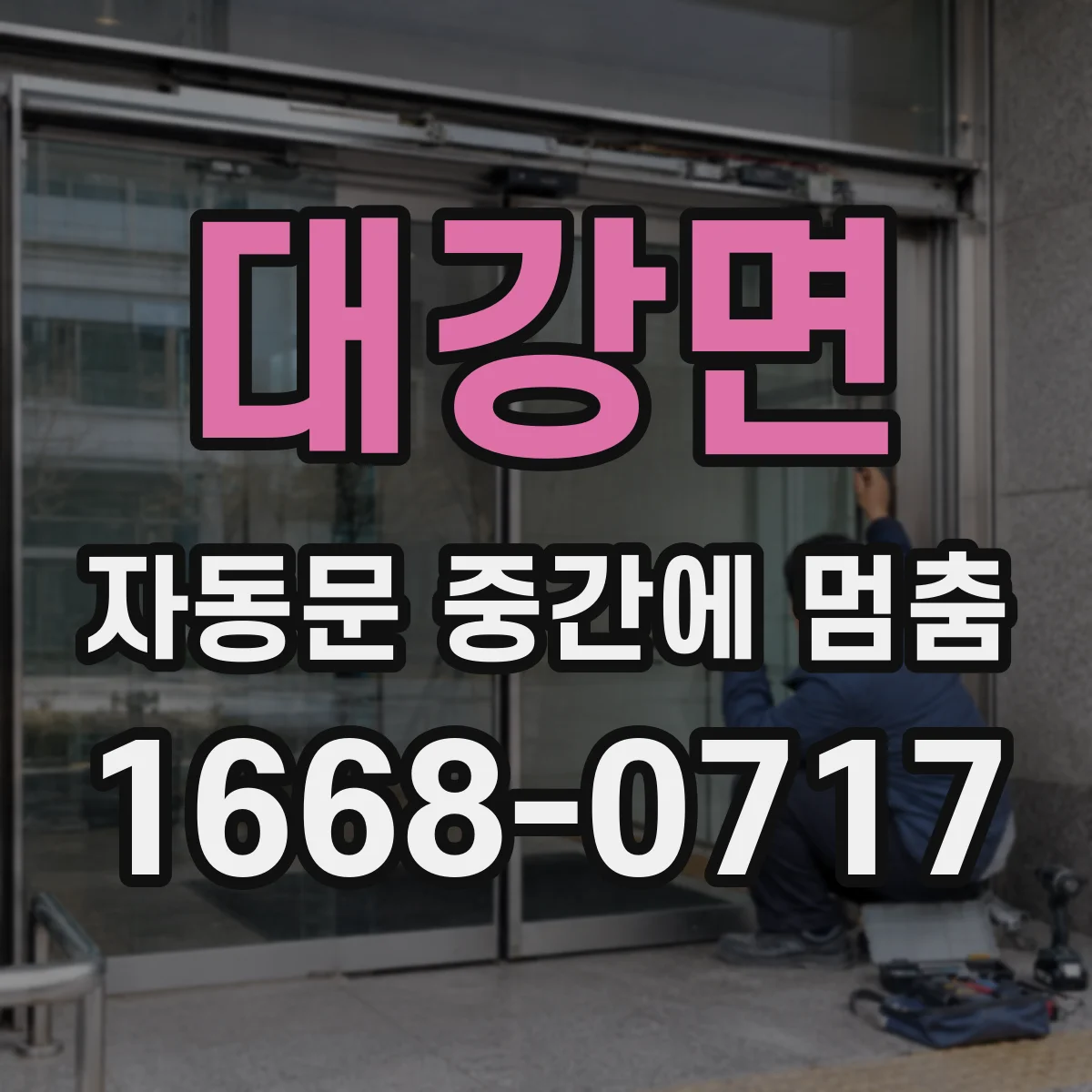 대강면 자동문 중간에 멈춤