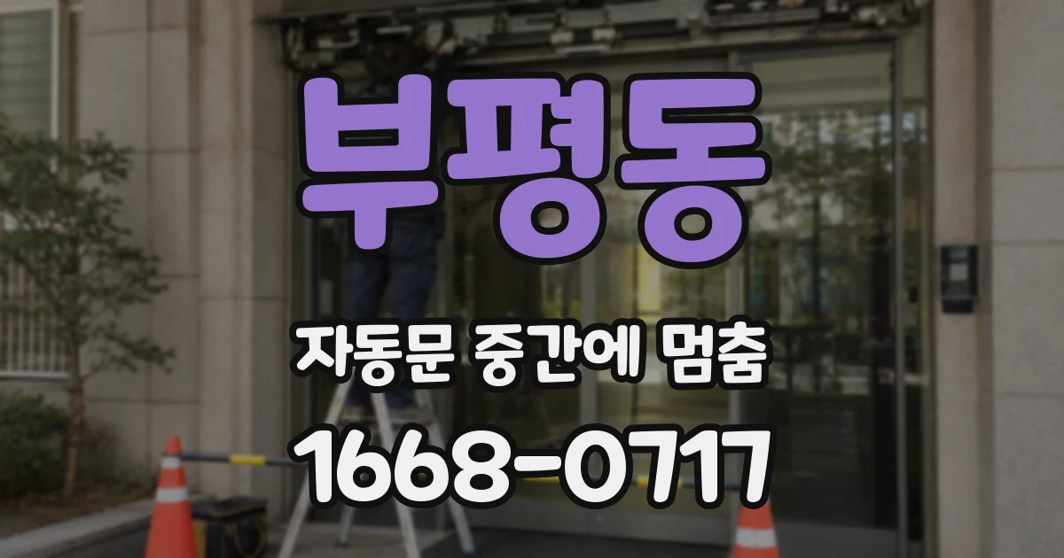 부평동 자동문 중간에 멈춤