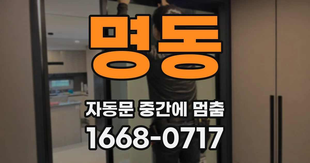 명동 자동문 중간에 멈춤