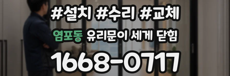 염포동 유리문이 세게 닫힘