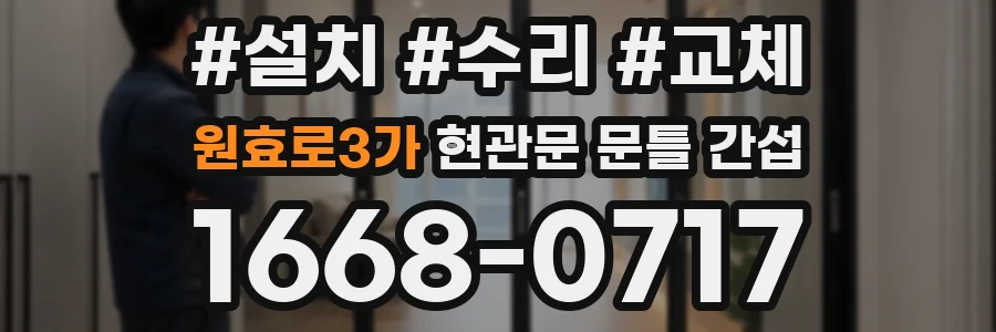 원효로3가 현관문 문틀 간섭