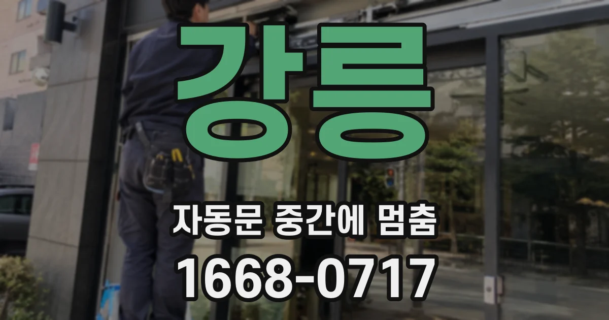 강릉 자동문 중간에 멈춤