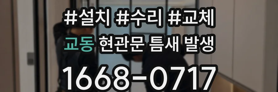 교동 현관문 틈새 발생