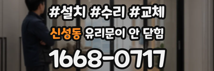 신성동 유리문이 안 닫힘