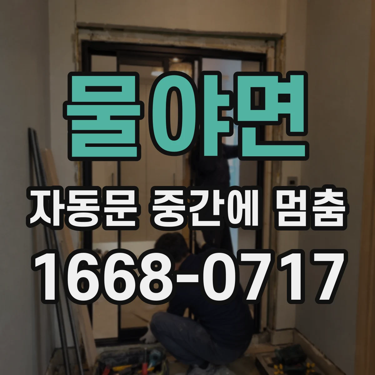 물야면 자동문 중간에 멈춤