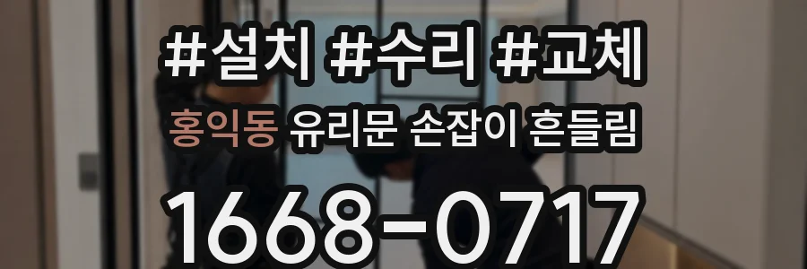 홍익동 유리문 손잡이 흔들림