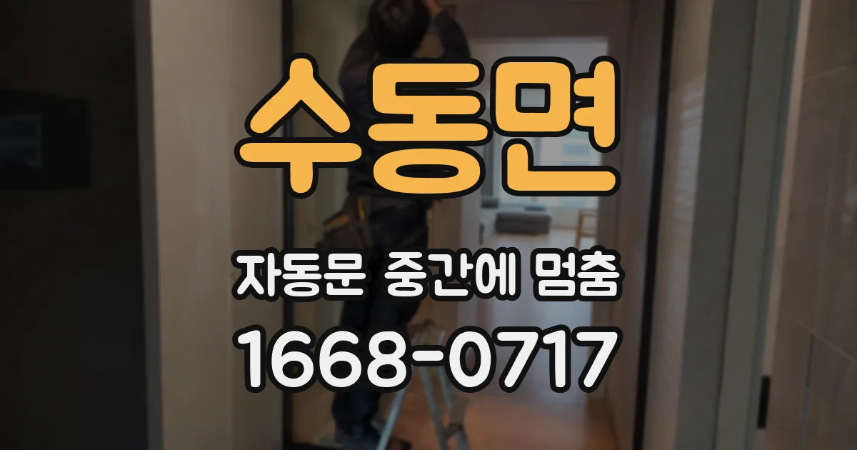 수동면 자동문 중간에 멈춤