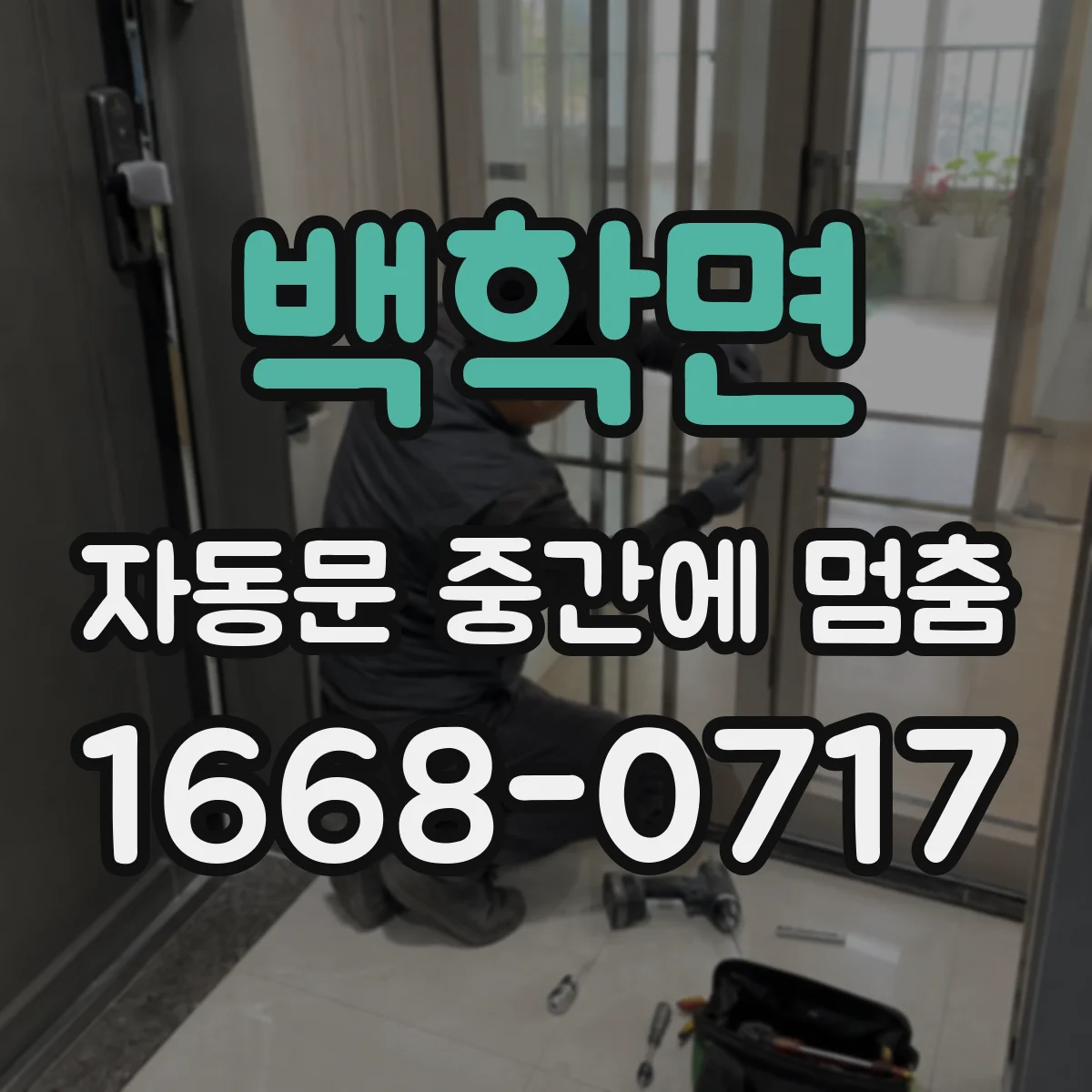 백학면 자동문 중간에 멈춤
