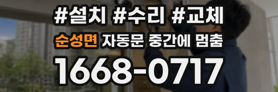 순성면 자동문 중간에 멈춤