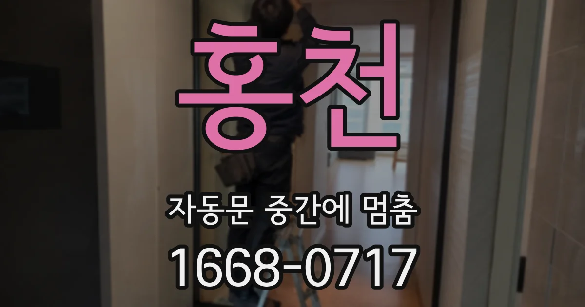 홍천 자동문 중간에 멈춤