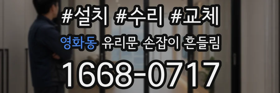 영화동 유리문 손잡이 흔들림