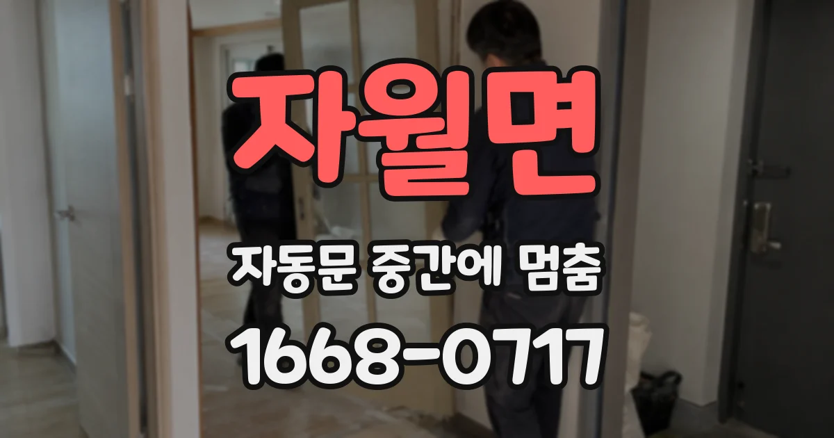 자월면 자동문 중간에 멈춤