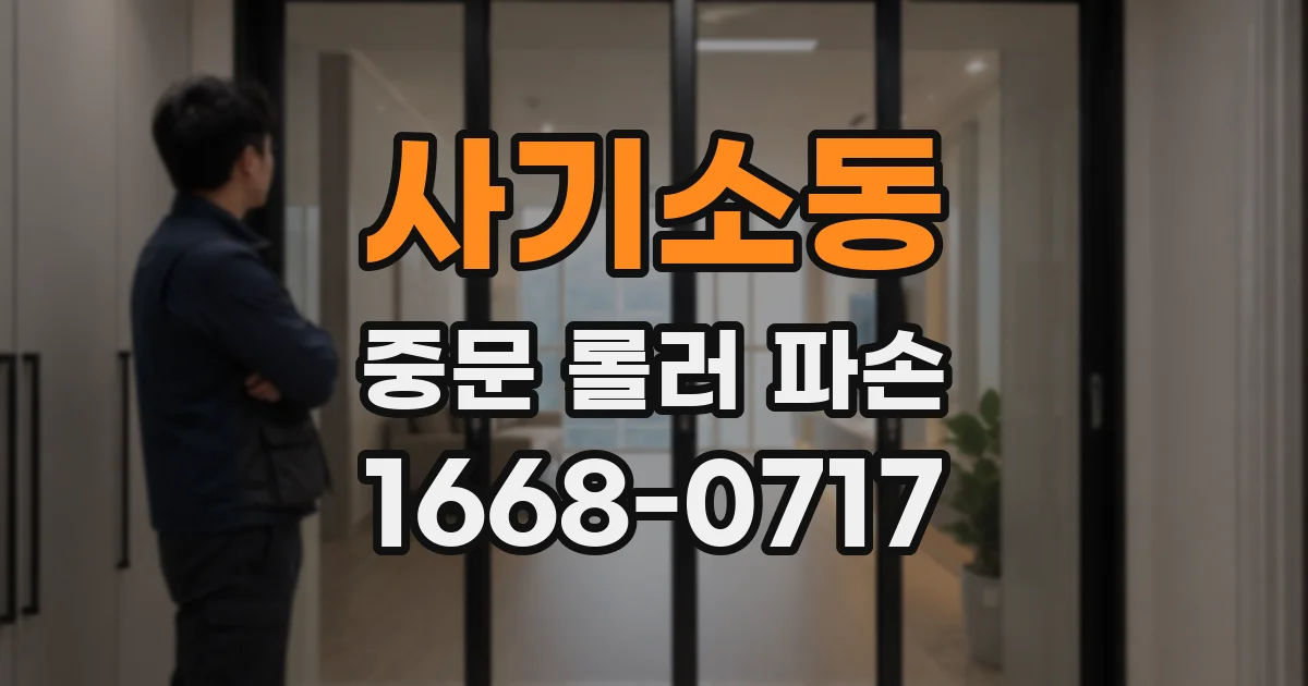사기소동 중문 롤러 파손