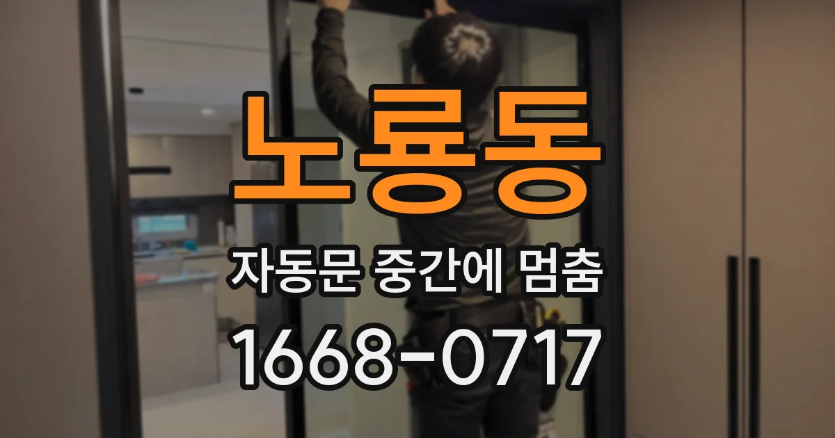 노룡동 자동문 중간에 멈춤