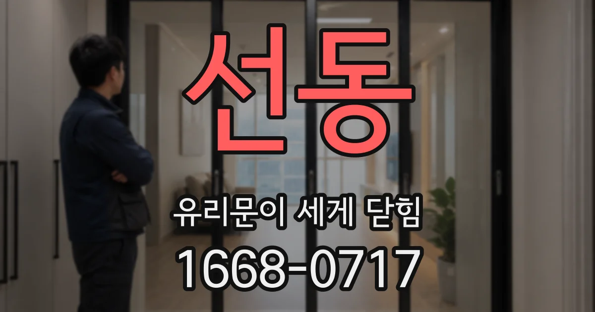 선동 유리문이 세게 닫힘