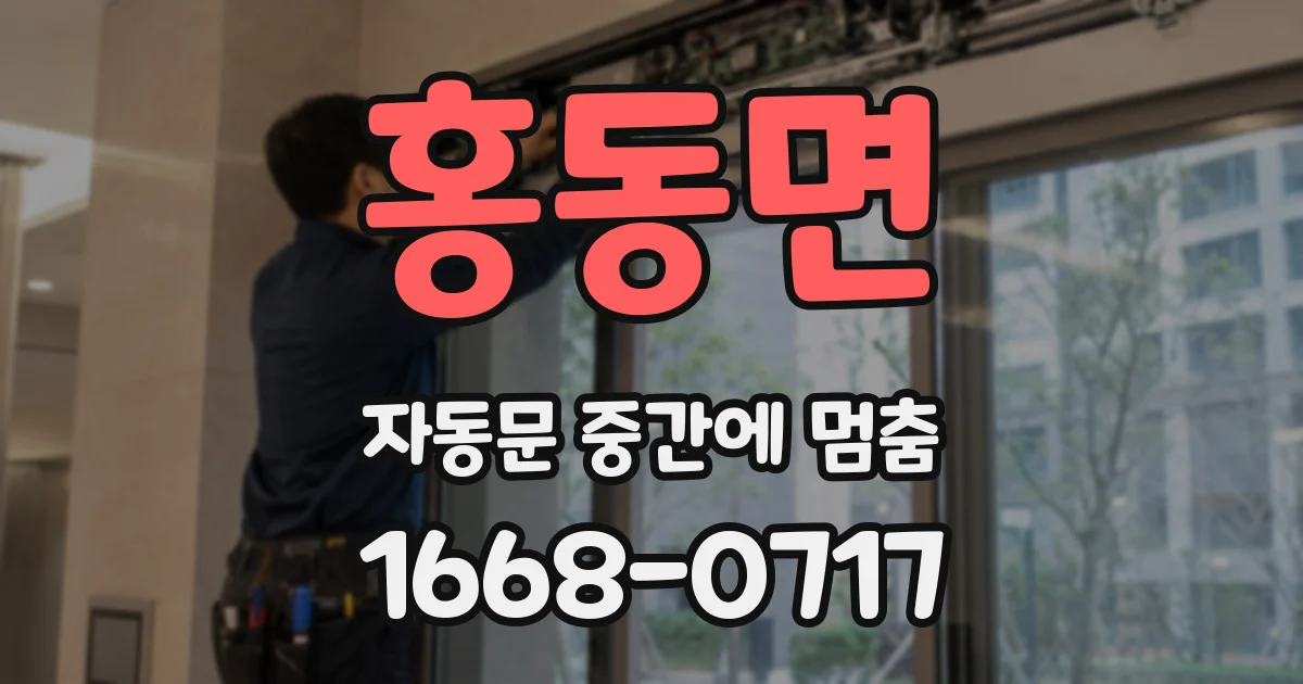 홍동면 자동문 중간에 멈춤