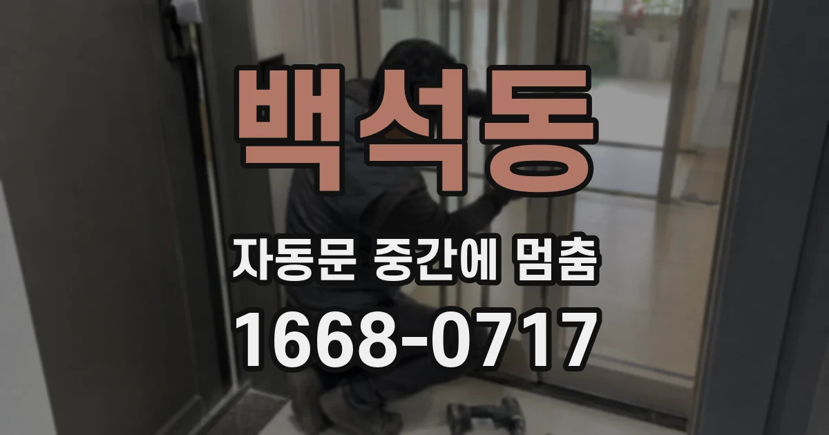 백석동 자동문 중간에 멈춤